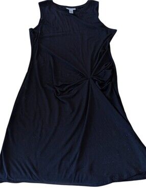 Black Sleeveless Dress With Waist Side Rouching.